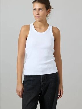 Vince White Ribbed Tank Top - Women's